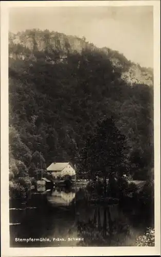 Ak Gößweinstein im Kreis Forchheim Oberfranken, Stempfermühle, See, Wald, Berg