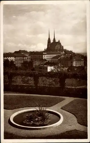 Ak Brno Brünn Südmähren, St. Petersdom vom Spielberg aus gesehen