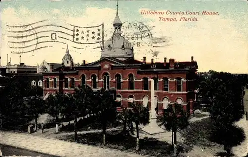 Ak Tampa Florida USA, Hillsboro County Court House, facade, monument