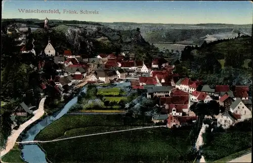 Ak Waischenfeld in der Fränkischen Schweiz Bayern, Blick auf Ortschaft aus der Vogelschau