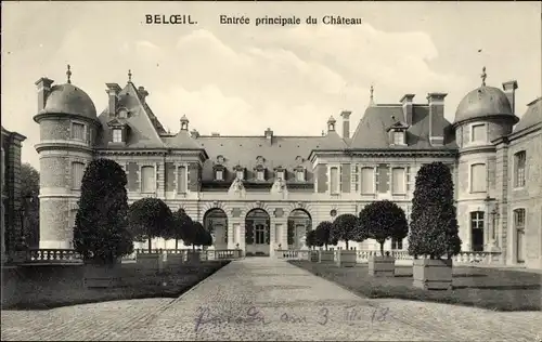 Ak Belœil Wallonien Hennegau, Entrée principale du Chateau, Schlosspartie