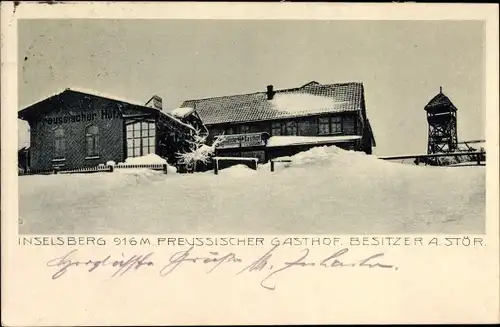 Ak Brotterode Trusetal in Thüringen, Inselsberg, Preussischer Gasthof, Besitzer A. Stör, Winter