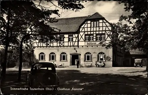 Ak Tautenhain in Thüringen, Sommerfrische Gasthaus Kanone, Fachwerkhaus