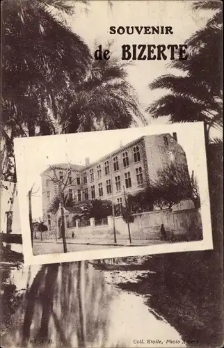 Passepartout Ak Bizerte Tunesien, Straßenpartie mit Blick auf ein Gebäude