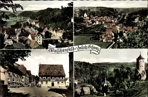 Ak Waischenfeld in der Fränkischen Schweiz Bayern, Marktplatz, Fachwerkhaus, Totalansicht