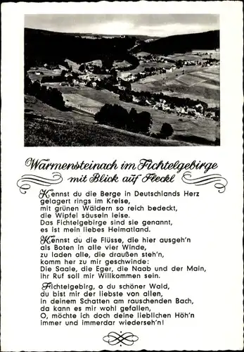 Gedicht Ak Warmensteinach Oberfranken Bayern, Blick auf Ort und Fleckl mit Umgebung