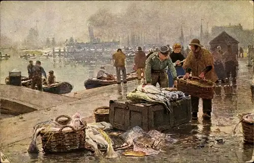 Künstler Ak Herrmann, Hans, Amsterdam Nordholland Niederlande, Fischmarkt am Y