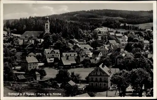 Ak Sohland an der Spree, Teilansicht der Ortschaft mit der Kirche