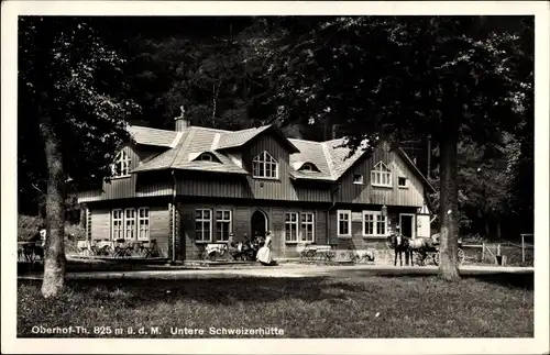 Ak Oberhof im Thüringer Wald, Gasthaus Untere Schweizerhütte, Kutsche