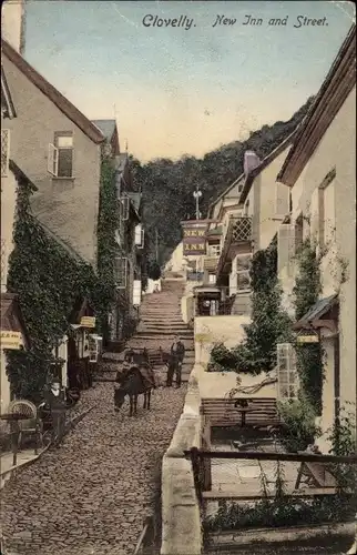 Ak Clovelly South West England, New Inn and Street