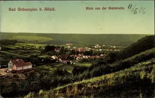 Ak Grünenplan Delligsen in Niedersachsen, Blick von der Steinbreite auf den Ort mit Umgebung