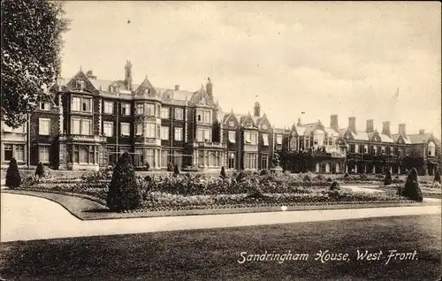 Ak Sandringham East England, View of Sandringham House, view of the west front