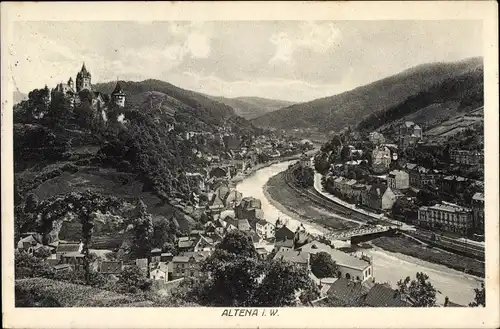 Ak Altena im Märkischen Kreis, Blick auf Stadt mit Lennepartie