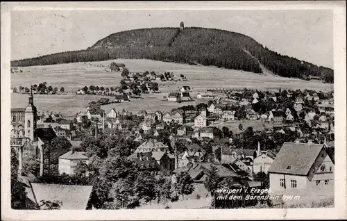 Ak Vejprty Weipert Region Aussig, Panorama vom Ort mit Bärenstein