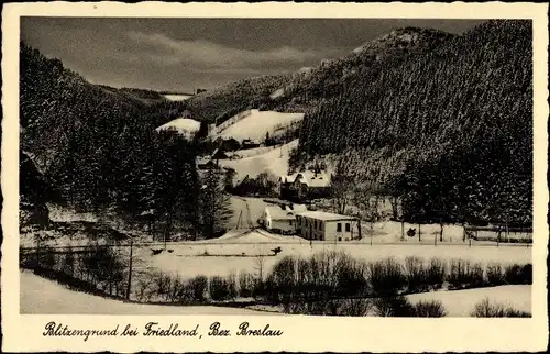 Ak Sokołowsko Görbersdorf Schlesien, Blitzengrund, Winter
