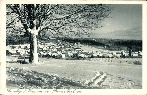 Ak Braunlage im Oberharz, Blick auf den Ort von der Rosentalbank aus, Winteransicht