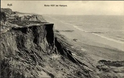 Ak Kampen Sylt in Schleswig Holstein, Rotes Kliff, Strand und Meer