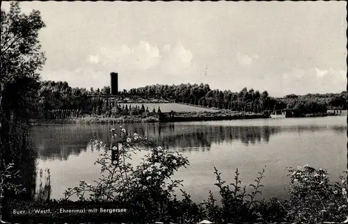 Ak Buer Gelsenkirchen im Ruhrgebiet, Ehrenmal mit Bergersee