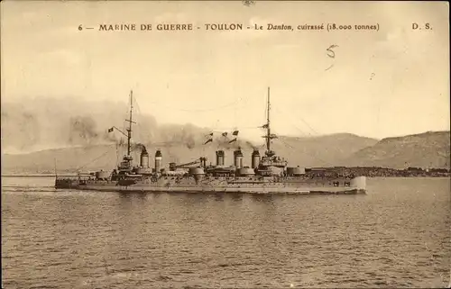 Ak Französisches Kriegsschiff, Le Danton, Cuirassé, Marine Militaire Francaise
