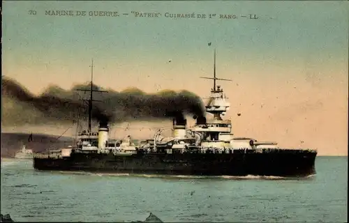 Ak Französisches Kriegsschiff, Patrie, Cuirassé de 1er Rang, Marine Militaire Francaise