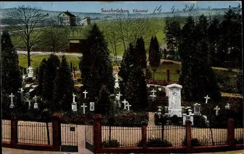 Ak Saarbrücken im Saarland, Blick auf den Friedhof im Ehrental, Grabsteine
