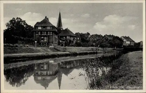 Ak Bünde im Kreis Herford, Elsepartie mit Blick auf den Ort, Wasserspiegelung