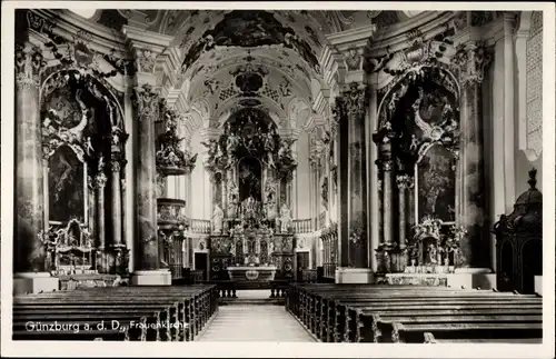 Ak Günzburg in Schwaben, Innenansicht der Frauenkirche