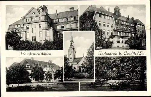 Ak Zschadraß Colditz in Sachsen, Ansichten der Landesheilstätten, Kirche