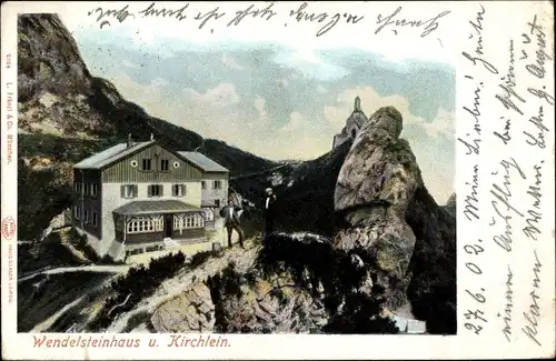 Ak Wendelstein Bayrischzell im Mangfallgebirge Oberbayern, Blick auf Wendelsteinhaus und Kirchlein