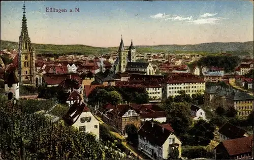 Ak Esslingen am Neckar Baden Württemberg, Blick auf Stadt und Kirche