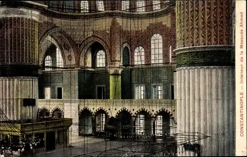 Ak Konstantinopel Istanbul Türkei, Intérieur de la Mosquée Ahmed, Moschee