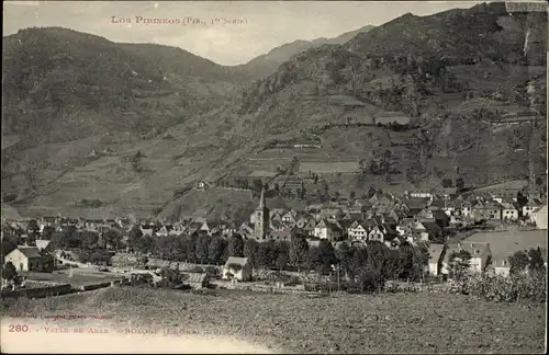 Ak Val d'Aran Katalonien, Los Pirineos, Ortschaft mit Landschaftsblick