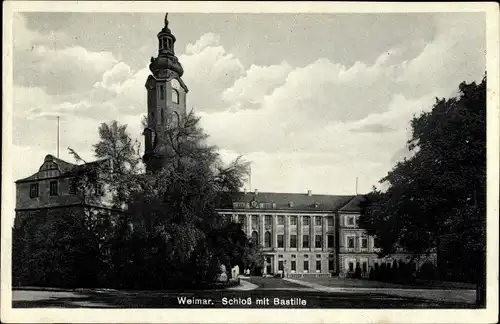 Ak Weimar in Thüringen, Blick auf das Schloss und Bastille