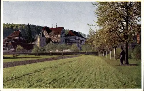 Ak Bebenhausen Tübingen am Neckar Baden Württemberg, Südostpartie von Ortschaft, Acker