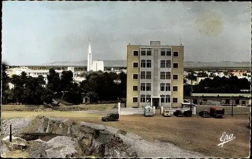 Ak Colomb Béchar Algerien, Immeuble Air France et l'Eglise, Kirche