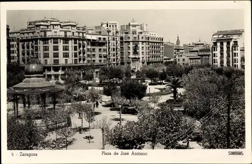 Ak Saragossa Aragonien Spanien, Plaza de Jose Antonio