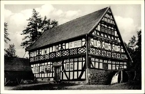 Ak Ilbeshausen Grebenhain im Vogelsbergkreis, Blick auf die Teufelsmühle, Wassermühle, Wasserrad