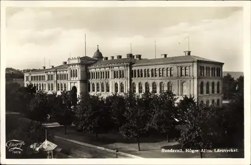 Ak Sundsvall Schweden, Högre Allm. Läroverket, Gebäudeansicht