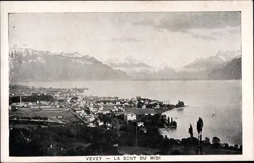 Ak Vevey Kt. Waadt Schweiz, La Dent du Midi, Ortschaft mit Landschaftsblick