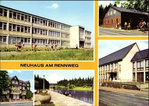 Ak Neuhaus am Rennweg Thüringen, Polytechnische Oberschule Friedrich Engels, Erholungsheim, Post