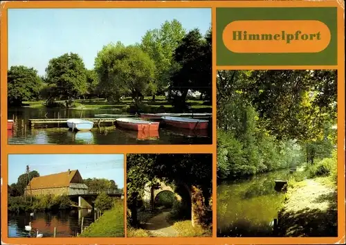 Ak Himmelpfort Fürstenberg Havel, Bootshafen am Stolpsee, Brauhaus des Klosters am Schleusengraben