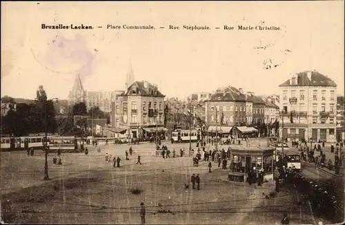 Ak Laeken Bruxelles Brüssel, Stadtansicht, Platz, Passanten