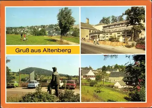 Ak Altenberg im Osterzgebirge, Teilansicht, HO Gaststätte Knappensaal, Blick vom Geisingberg