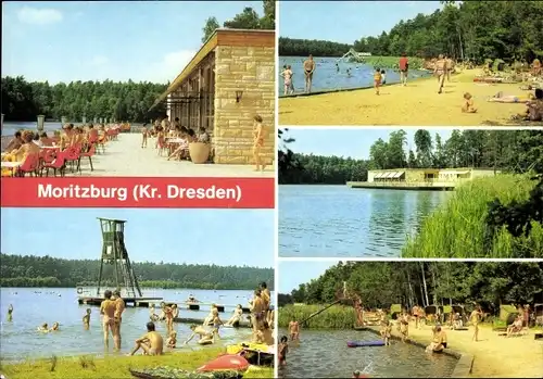 Ak Moritzburg in Sachsen, Partie im Mittelteichbad, Terrassenpartie