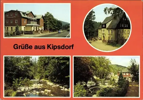 Ak Kipsdorf Altenberg im Erzgebirge, HO Hotel und Gaststätte Tellkoppe, Flusspartie, Erholungsheim