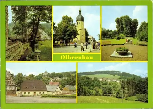 Ak Olbernhau im Erzgebirge Sachsen, Althammer, Denkmal Saigerhütte Grünthal, Parkpartie