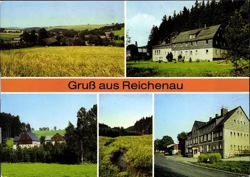Ak Hartmannsdorf Reichenau im Erzgebirge, Teilansicht, Ferienheim, Museum Weicheltmühle, Kulturhaus