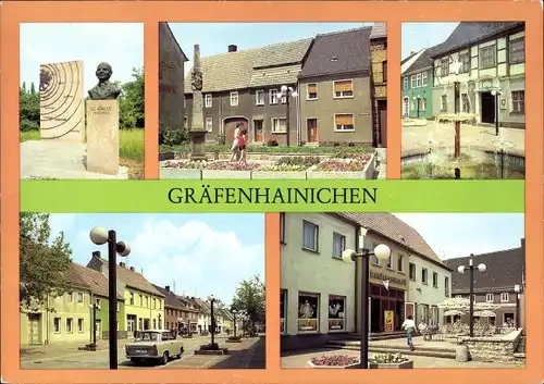 Ak Gräfenhainichen im Kreis Wittenberg, Denkmal, Fritz Ebert Straße, Rathaus, Boulevardcafé