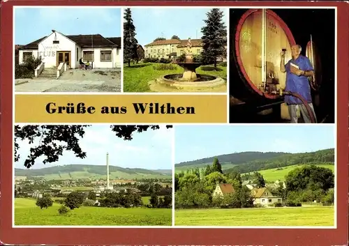 Ak Wilthen im Kreis Bautzen Sachsen, Jugendklub, Anlagen am Haus Bergland, Ort, Weinbrandherstellung