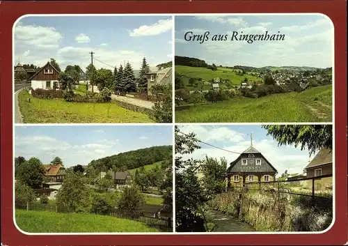 Ak Ringenhain Steinigtwolmsdorf, Blick auf den Ort mit Umgebung, Fachwerkhaus